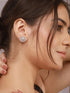 925 Sterling Silver Rhodium Plated Halo Square Studds Earrings