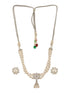 White Rhodium Cubic Zirconia 2 Layered Pearl Beaded Statement Necklace Jewellery Set