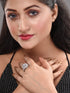 Silver Plated White AD Studded Cluster Finger Ring