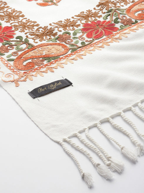 Women's Aari Embroidered Wool Stole