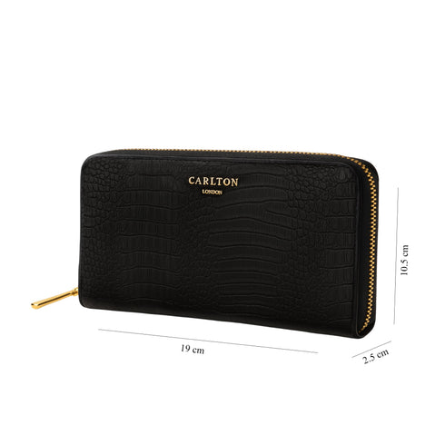 Carlton London Chloe Zip Around Textured Wallet Black CLHB 27