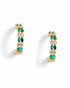 18kt Gold Plated Emerald Studded Double Band Layered Half Hoop Earring