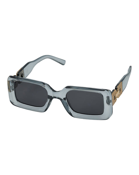 Women Grey & Gold Toned UV Protected Black Lens Square Sunglasses