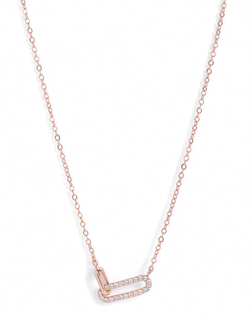 18kt Rose Gold Plated CZ Link Interlocking Necklace