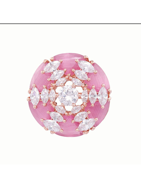 Rose Gold Pink AD studded handcrafted Ear Ring