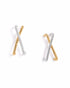 18kt Gold & Rhodium Plated Crossover Stud Earring