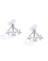 Rhodium Plated CZ Pearl Ear Jacket Earring