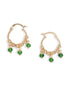 18kt Gold Plated Green Bead Hoop Earring