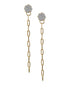 925 Sterling Silver 18kt Gold Plated CZ Dangling Chain Stud Earring