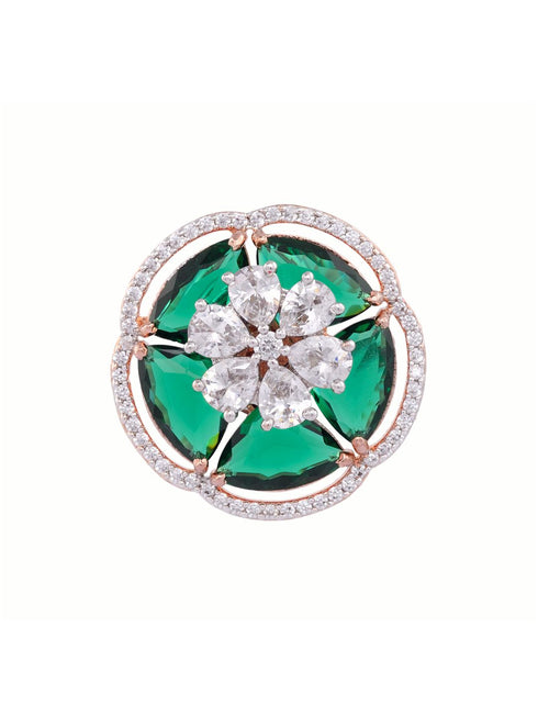 Rose Gold Green AD studded handcrafted Ear Ring