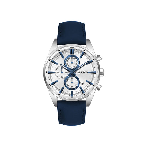 Carlton London Men Windsor Silver Analog Watch CL-WD-BLU
