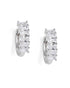 Rhodium Plated Studded Hoop Earring with Baguette CZ