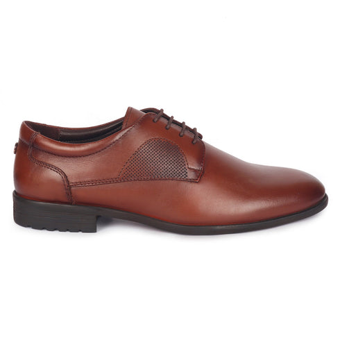 Men's Polished Cognac Leather Derby Dress Shoes