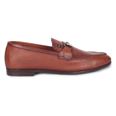 Men's Slip-Ons Textured Leather Loafers with Webbed Strap