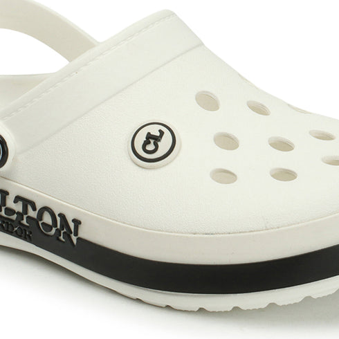 Men Perforated Two Tone Slip On Clogs