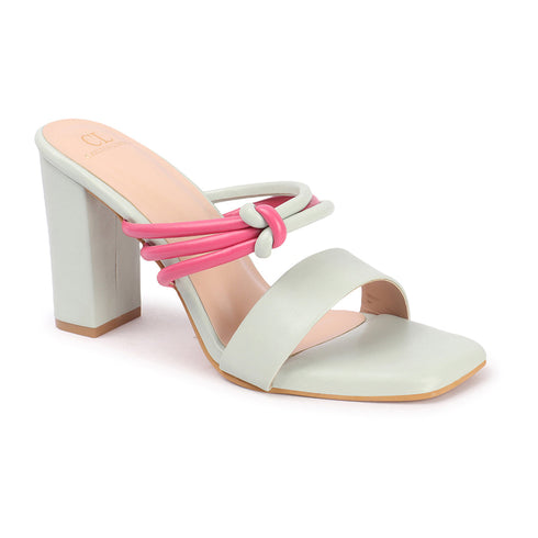 Women's Knotted Strap Square Toe Block Heel Sandal