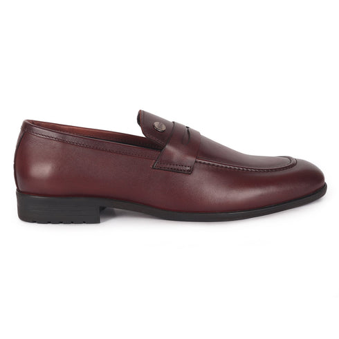 Men's Classic Smooth Leather Penny Loafers with TPR Sole