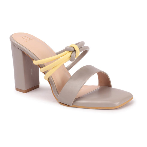 Women's Knotted Strap Square Toe Block Heel Sandal