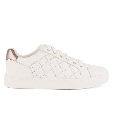 Women's White Lace-Up Casual Sneakers