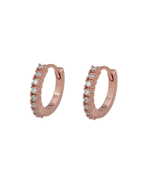 18kt Rose Gold Plated CZ Hoop Earring