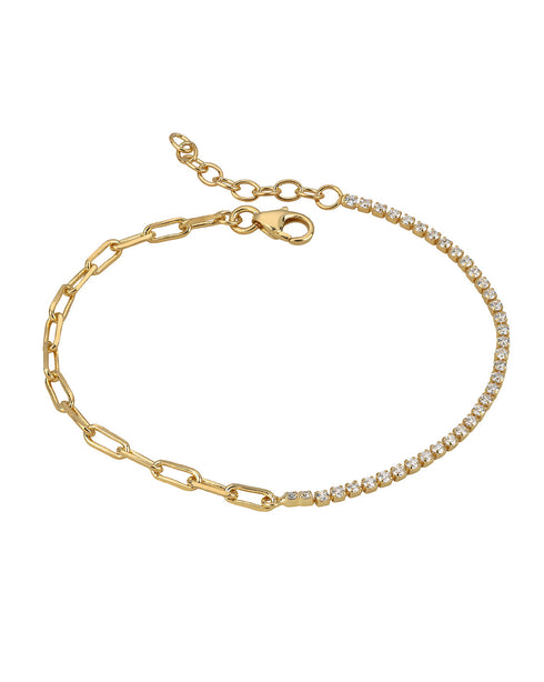 18kt Gold Plated Mix 'n' Match Stone Link Chain Wraparound Bracelet