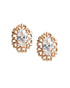 925 Sterling Silver 18kt Rose Gold Plated Solitaire Floral Oval Stud Earring