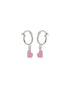 925 Sterling Silver Rhodium Plated Dangling Heart Enamel Hoop Earring