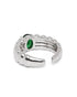 Rhodium Plated Emerald Blue Stone Adjustable Ring