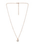 18KT Rose Gold Plated CZ Solitaire Swirl Pendant with Chain