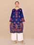 Komal x HOK Falak Kashmiri Long Kurta- Navy Blue