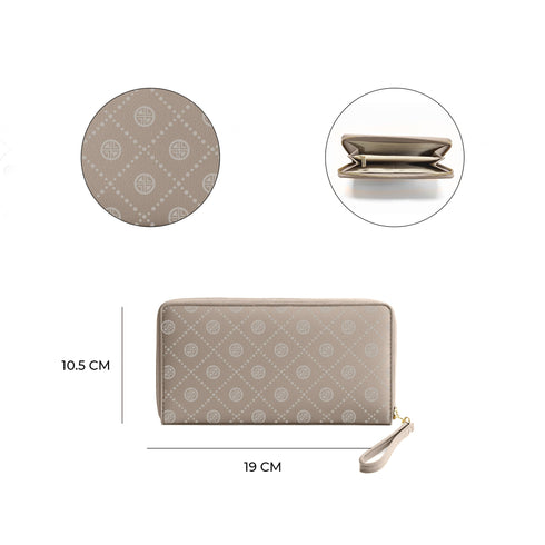 Carlton London Nude Printed Zip Around Wallet With Detachable Wrist Strap CLHB 26