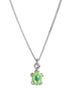 925 Sterling Silver Rhodium Plated Enamel Tortoise Pendant and Chain