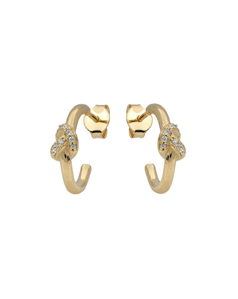 18kt Gold Plated CZ Trendy Knot Half Hoop Earring