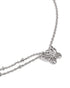 Rhodium Plated Double Chain Butterfly Charm Anklet
