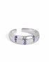 Rhodium Plated Contemporary Sapphire Studded Adjustable Ring
