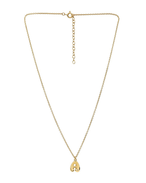 18kt Gold Plated CZ Bubble Letter R Pendant and Chain