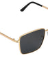 Unisex Gold and Black Toned Black Polarised Lens Rectangle Sunglasses