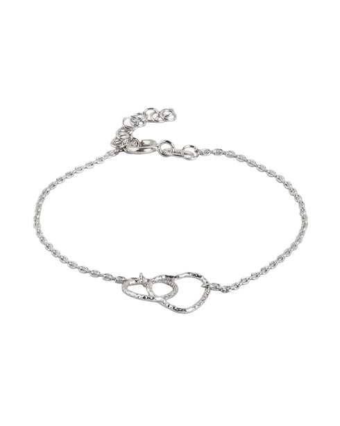 925 Sterling Silver Rhodium Plated Entangled Heart Charm Bracelet