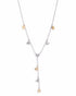 Rhodium & 18kt Gold Plated Dangling Heart Charm Y-Necklace Lariat