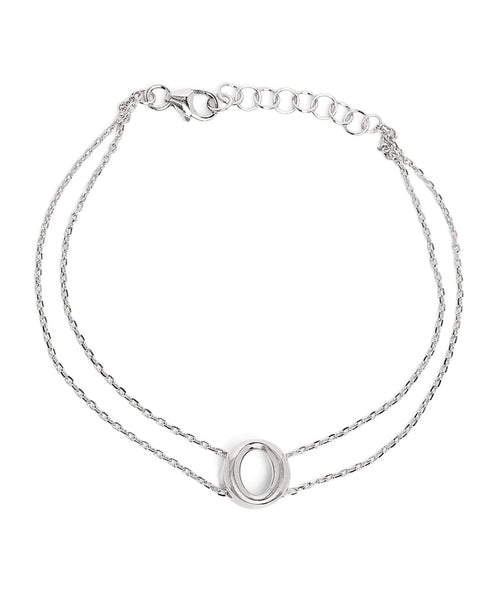 Rhodium Plated Double Chain Halo Bracelet