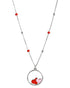 925 Sterling Silver Rhodium Plated Enamel Twin Heart in Circular Pendant and Chainn