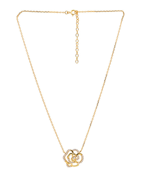 18kt Gold Plated CZ Floral Bold Necklace