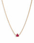 18kt Gold Plated Ruby Studded Trillion Solitaire Pendant Necklace