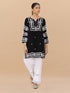 Saba Chikankari Short Kurta in Rayon cotton - Black With White