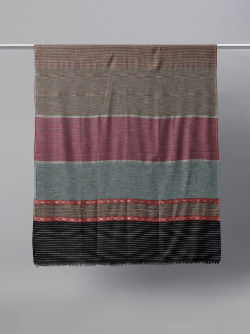 Men's Multi Stiped Woven Wool Shawl