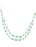 White Silver Plated Green AD Double layer Statement Jewellery Set