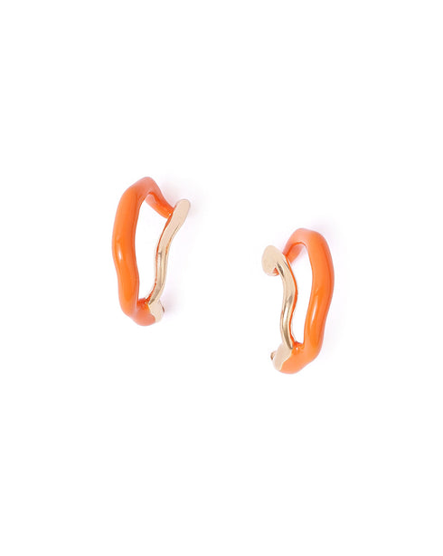 18kt Gold Plated Enamel Half Hoop Earring