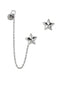 925 Sterling Silver Rhodium Plated Star Stud with Chain Mismatch Earring