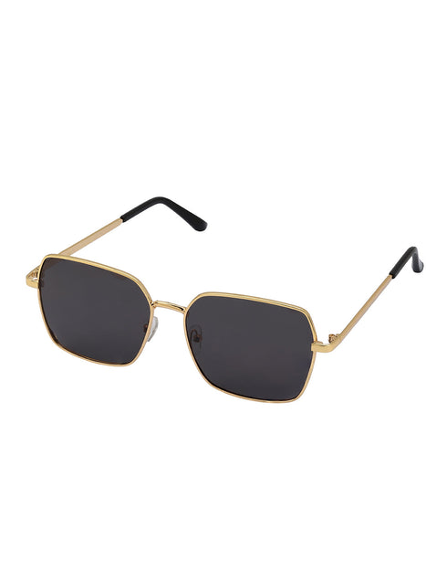 Women Gold and Black Toned Black Polarised Lens Rectangle Sunglasses