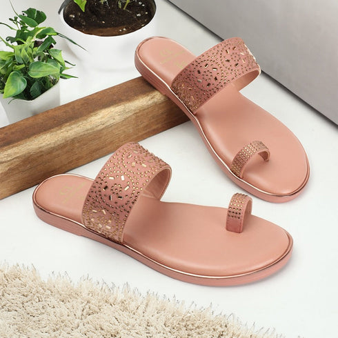 Women's Embellished Toe Ring Flat Sandals
